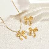Minimal bow earring & necklace combo