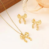 Minimal bow earring & necklace combo