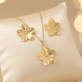 Flower bow earring & necklace combo