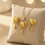Melting heart earring & necklace combo