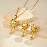 Melting heart earring & necklace combo
