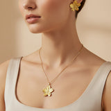 Flower bow earring & necklace combo