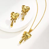 Melting heart earring & necklace combo