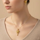 Melting heart earring & necklace combo