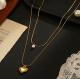 Double layer heart rhinestone chain