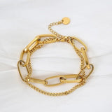 Double layer chain link bracelet