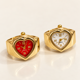 Heart dial watch ring
