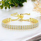 Double layer gold plated adjustable tennis bracelet