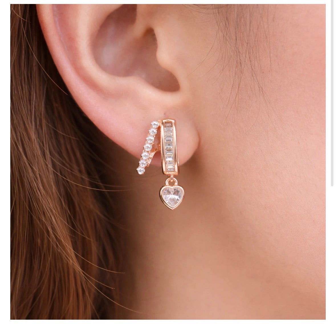 Rosegold heart danglers