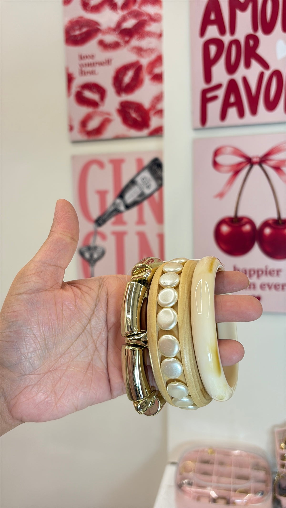 Resin Wooden Bangles stacks clearance sale (set of 3)