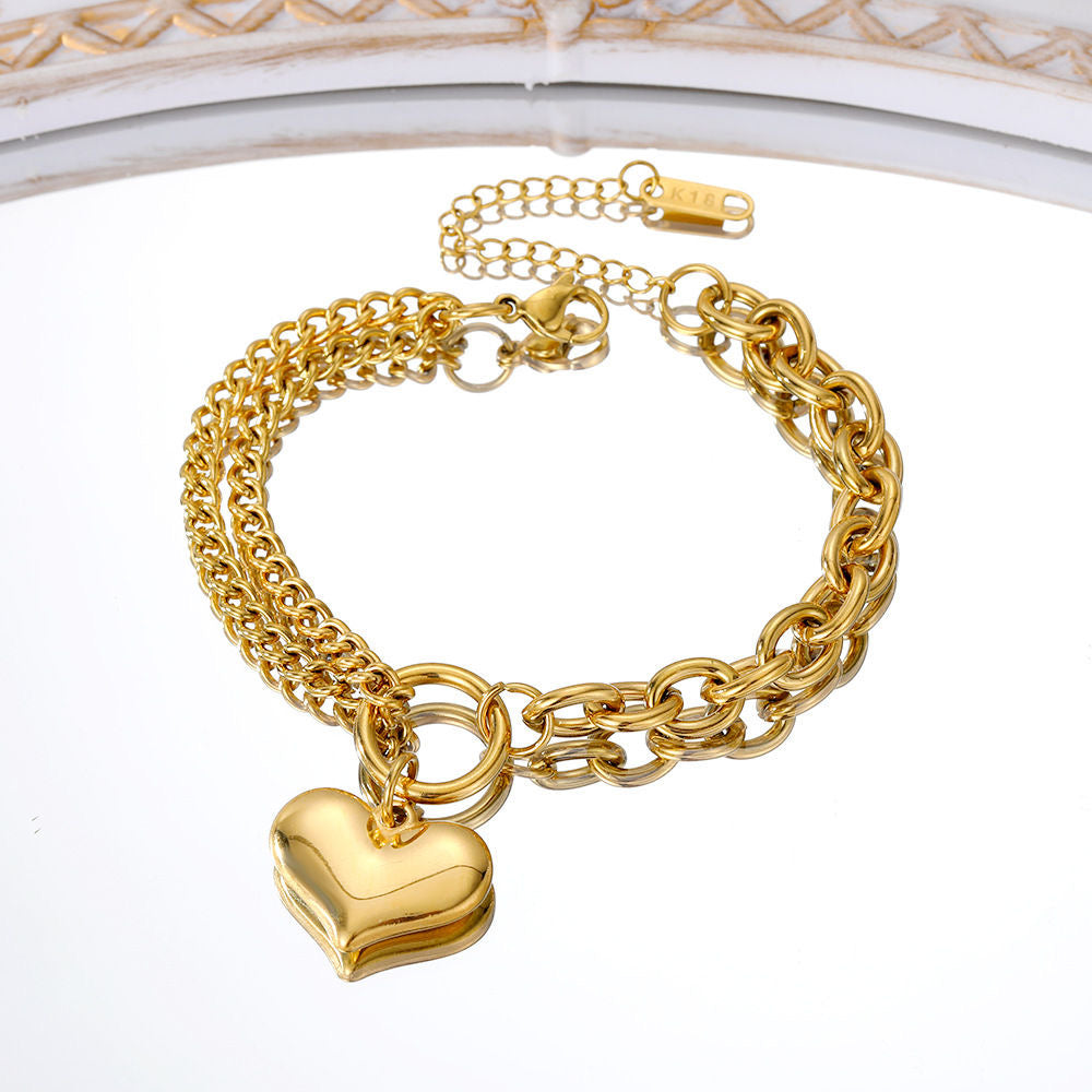 Chunky heart charm bracelet