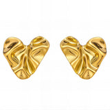 Crumpled heart earrings