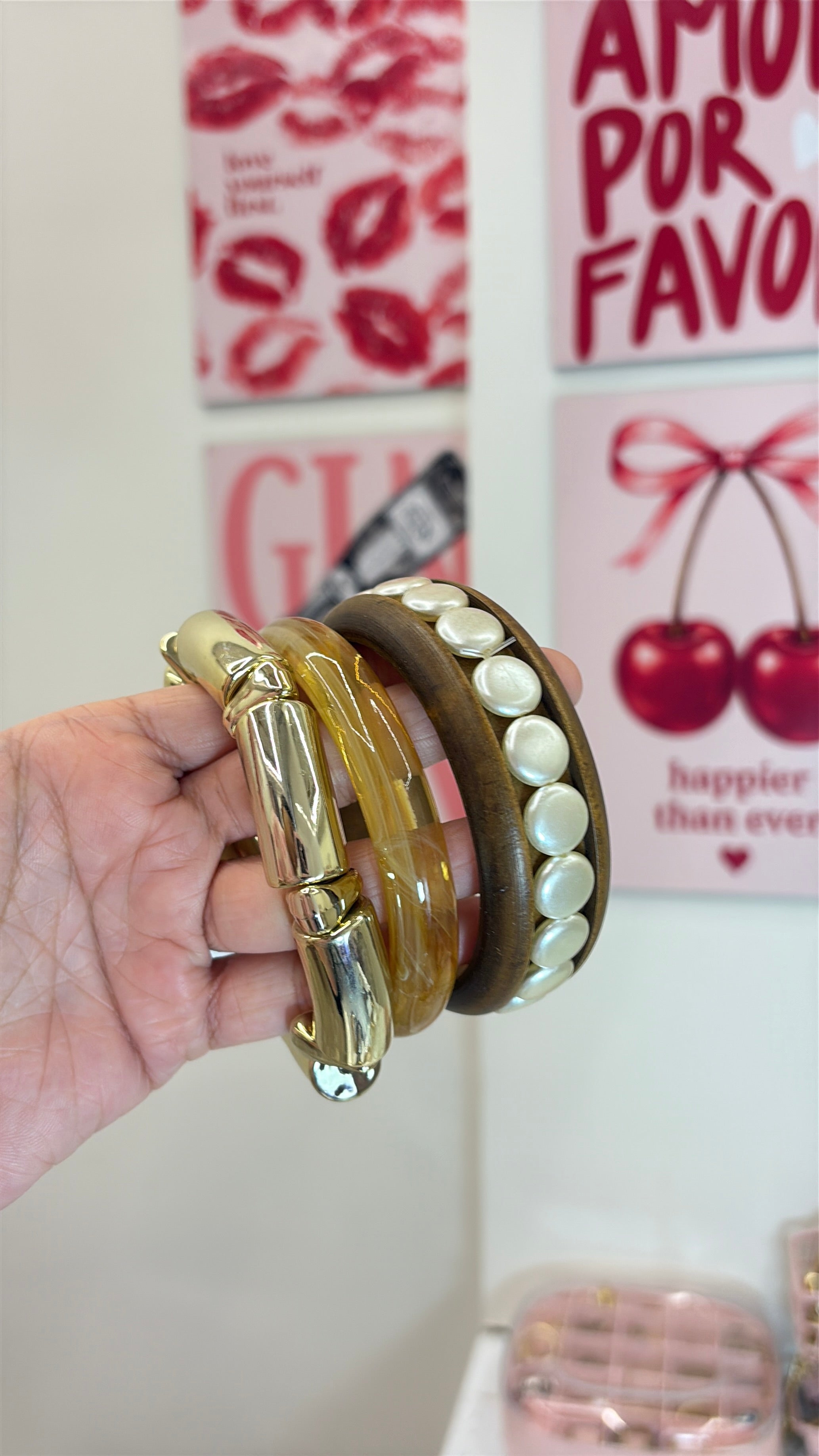 Resin Wooden Bangles stacks clearance sale (set of 3)