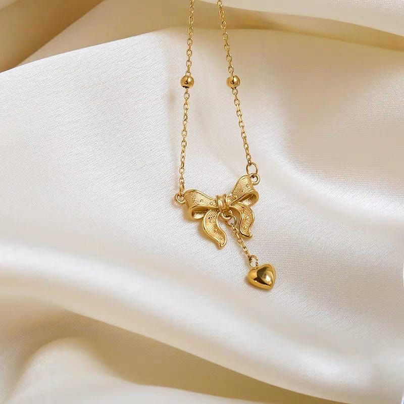 Bow drop necklace
