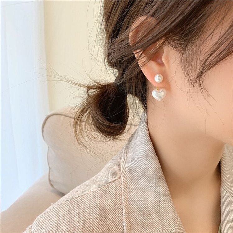 Pearl heart earrings