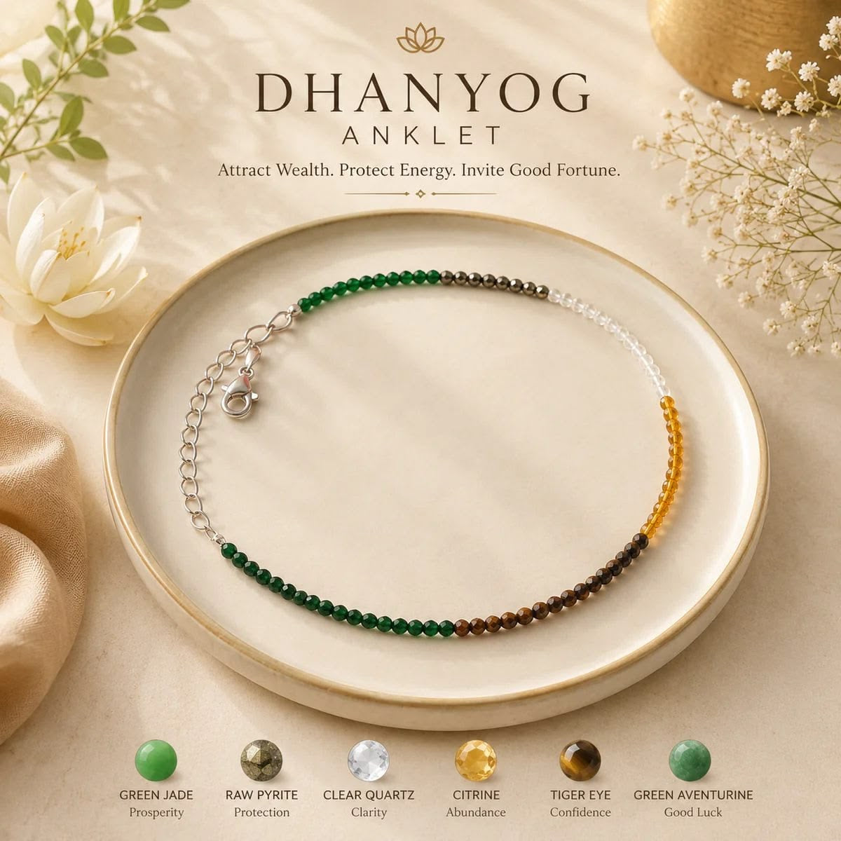 Dhanyog Crystal Abundance Anklet