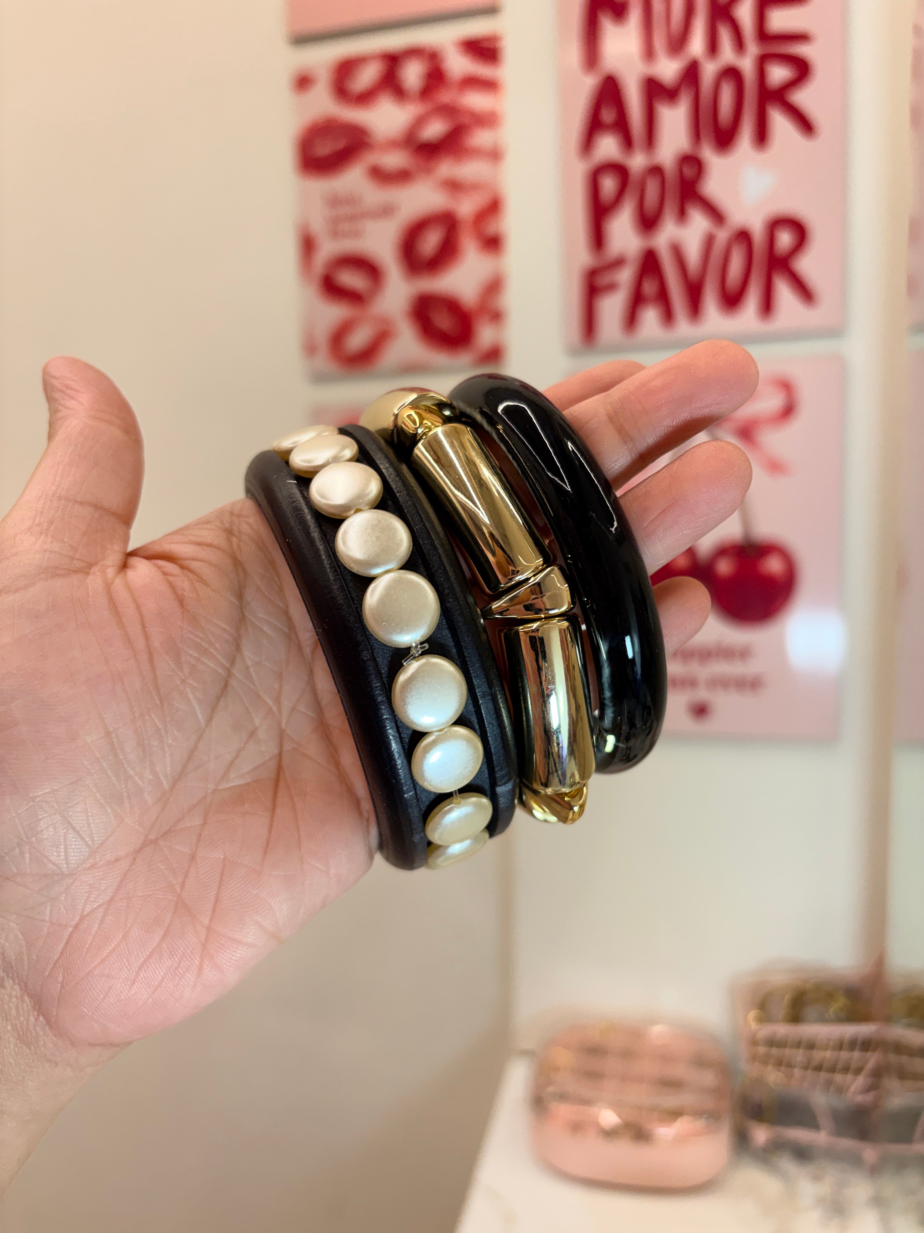 Resin Wooden Bangles stacks clearance sale (set of 3)