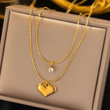 Double layer heart rhinestone chain