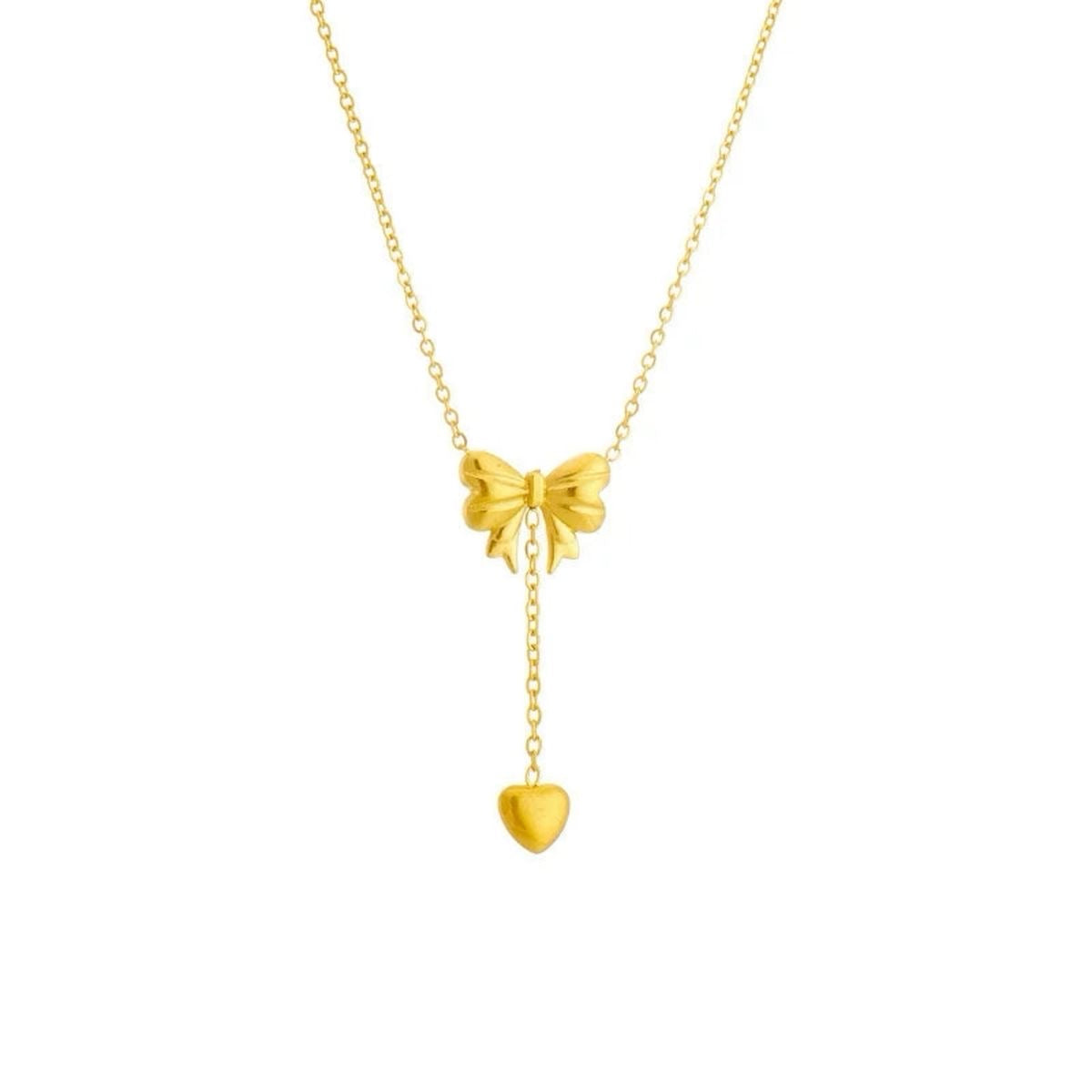 Bow heart drop necklace