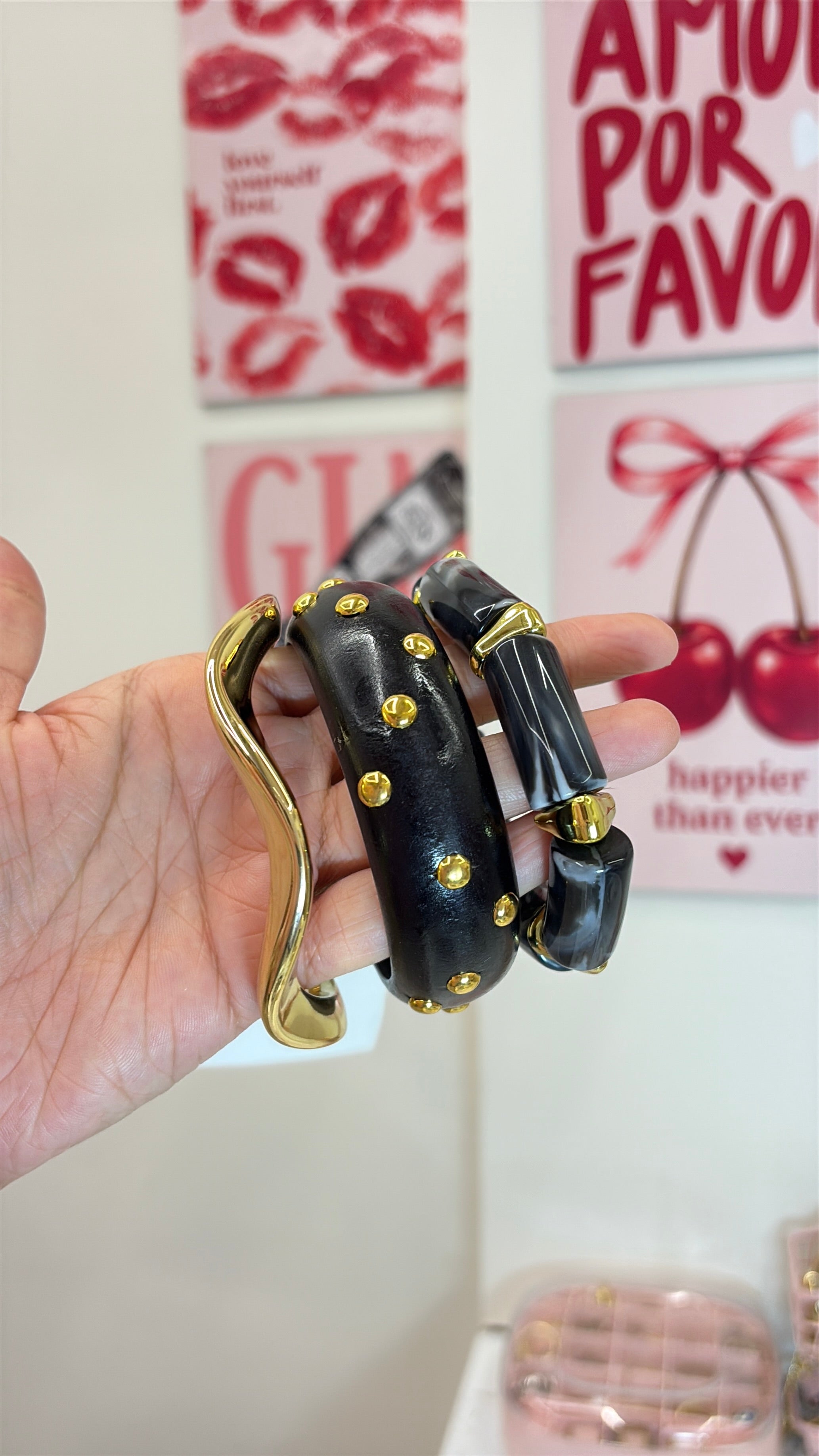 Resin Wooden Bangles stacks clearance sale (set of 3)