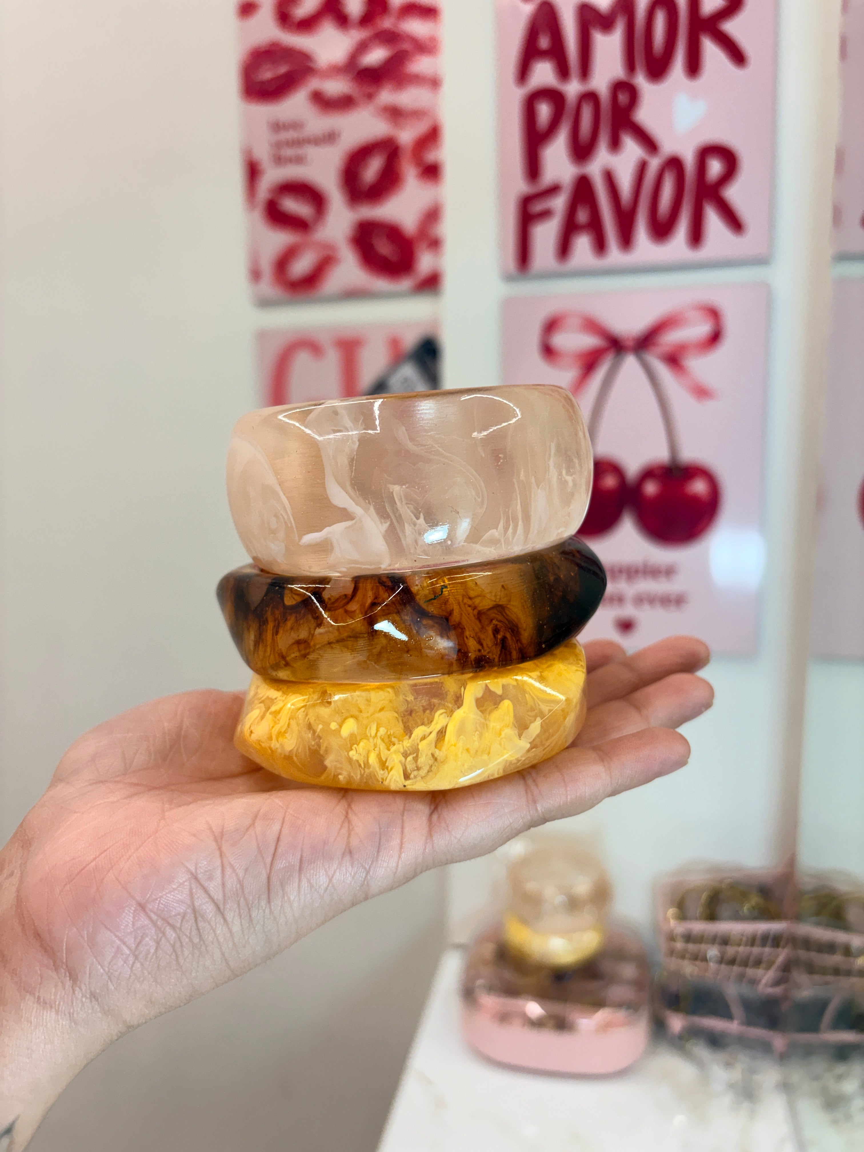 Resin Wooden Bangles stacks clearance sale (set of 3)