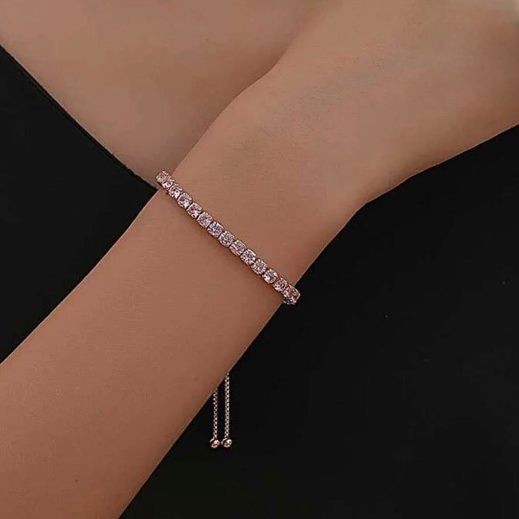 Pink Sparkle Adjustable Tennis Bracelet