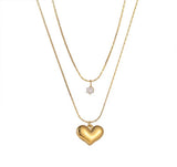 Double layer heart rhinestone chain