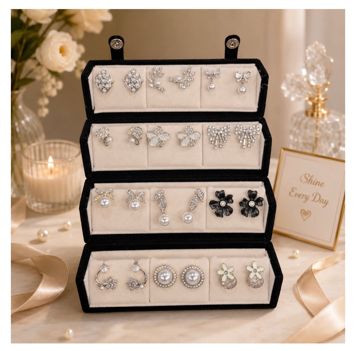 Viral silver korean earring combo (12 pairs)
