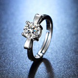 Crystal Studded Bow Tie Anti Tarnish inspired Solitaire Adjustable Finger Ring