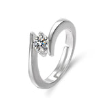Contemporary Solitaire Adjustable Finger Ring