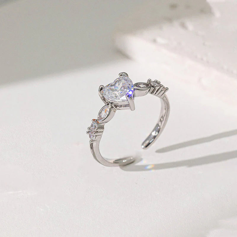 Heart Themed Adjustable Finger Ring