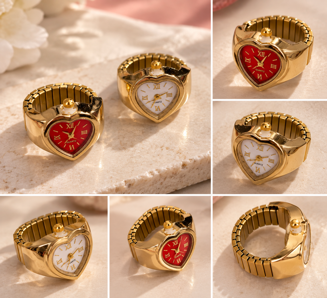 Heart dial watch ring