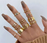 Dainty charm ring set (12 rings)
